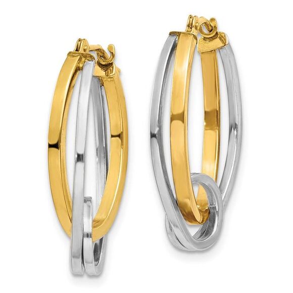 Double Oval Hoops with a Loop in 14k Two-tone Gold - Picture 2 of 5